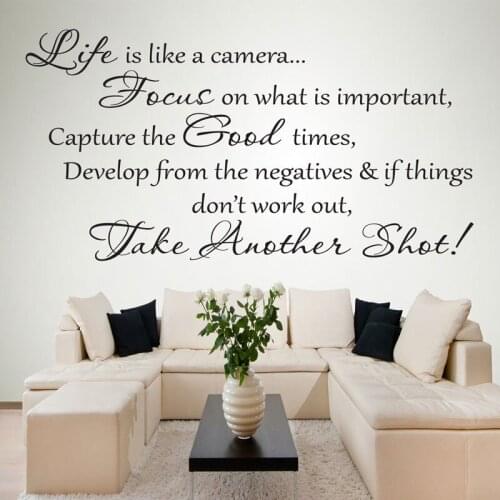 Modern Art Home Decoration Quote Life Is Like A Camera Wall Sticker Vinyl Decor Bedroom Living Room Safo Background Decals 4141
