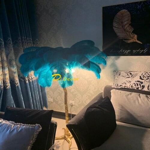 Modern Ostrich Feather Resin LED Floor Lamp Luxury Indoor Lighting Free Standing Lamps Living Room Home Deco Standing Lamp