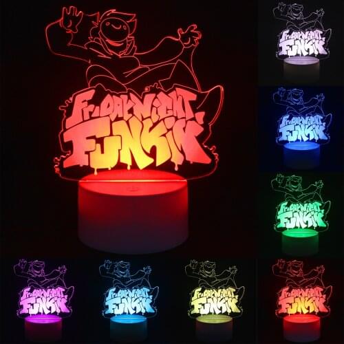 3D LED Illusion Lamp Night Light Friday Night Funkin 16 Color Change with Remote/USB Charge for Xmas Birthday Valentines Day