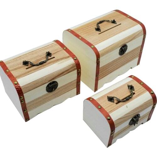 Vintage Wooden Home Storage Boxes Handmade Piggy Bank Money Saving Coins Storage Box with Lock Storage supplies