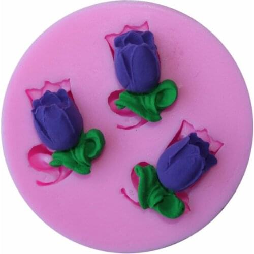 High Quality Diy Tulip Flower Fondant Silicone Molds Candy Moulds For Wedding Party Kitchen Cake Decorating Tools
