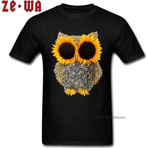 Funny Men Tops & Tees Hoot Day T-shirt Owl Geek T Shirt 3D Sunflower Seed Print Tshirt All Cotton Short Sleeve Sweatshirts Red