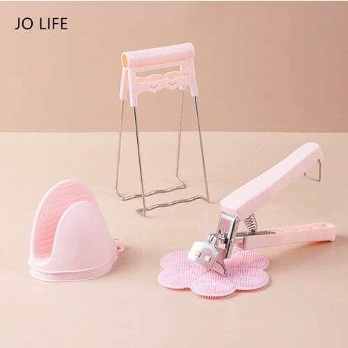 JO LIFE Bowl Clip Anti-Scalding Dish Clip Hot Bowl Holder Clamp Pot Pan Gripper Heat Resistant Gloves Silicone Insulated Pad