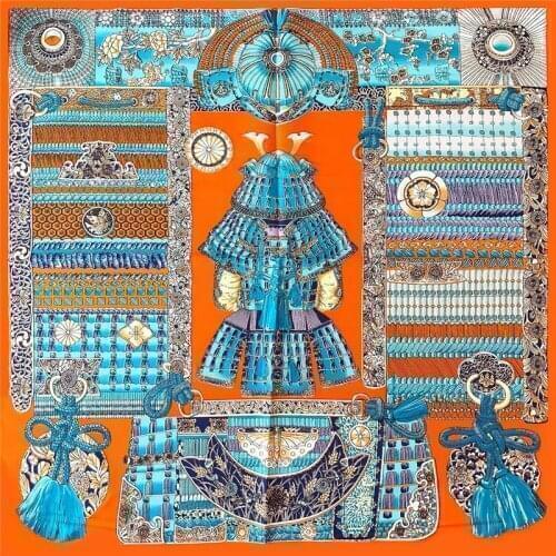 POBING Twill Silk Scarf Woman Armor Print Square Scarves Women Bandana Small Hijab Foulards Lady Tie Headband Neckerchief 53CM