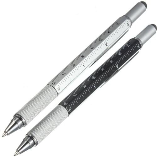 1Pcs Plastic Ball Point Pens Spirit Level With A Top And Scale 6 In 1 Screwdriver Ruler Office School Supplies