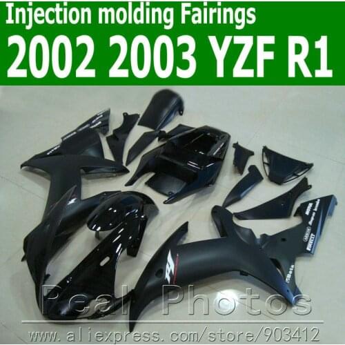 100% Injection molding fairings for YAMAHA R1 2002 2003 YZF R1 plastic fairing kit 02 03 matte black bodyworks set JK45