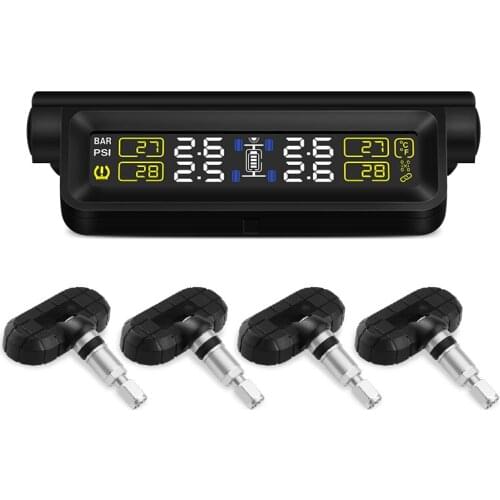T680-NF+ Car Tire Pressure Monitoring Alarm System Solar TPMS Digital LCD Display Security Alarm Systems with 4 internal Sensors