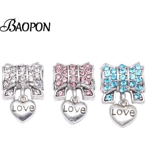 2Pcs/Lot Pink/Blue Crystal Love Lock Charms Beads Pendant fit Original Brand Bracelets Bangles for Women Wife DIY Jewelry Making