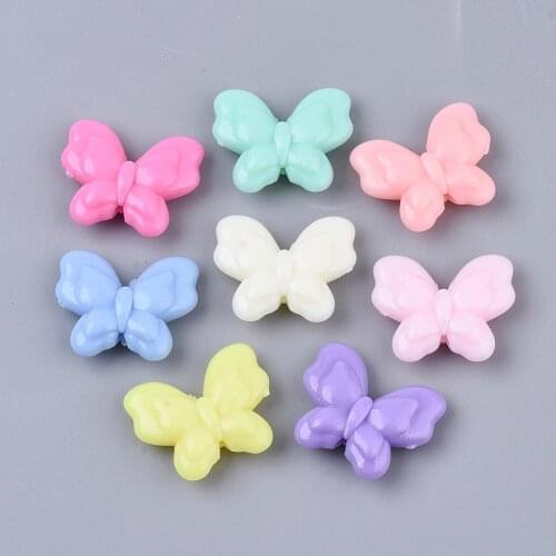 20pcs Mixed Color Butterfly Opaque Acrylic Beads 17.5mm Loose Spacer Beads for Jewelry Making DIY Bracelet Necklace Accessories