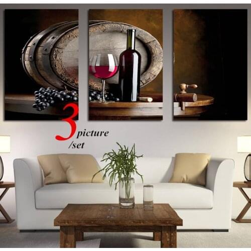 3pc Combine set Red Wine Glass Oil Painting Prints Poster Modern Canvas Art Bar Restaurant Kitchen Wall Dining Living Room Decor