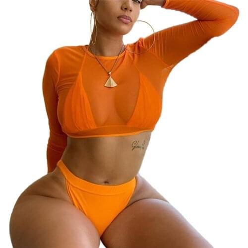 3PCS Womens Bikini+Cover Up Set Push up Padded Swimwear Swimsuit Bathing Suit Swimming Costume 2020 Summer Holiday Beach Wear