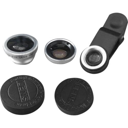 2020 3-in-1 wide angle macro fisheye lens cell camera kits fisheye lenses with 0.67x clip for iphone samsung all cell phones