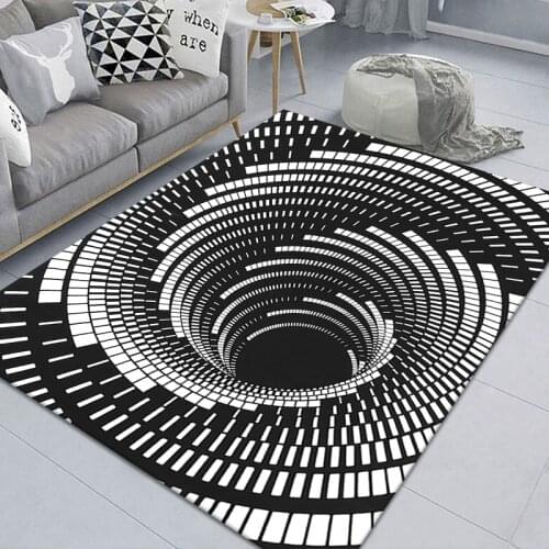 3D Vision Doormat Printed Carpet Halloween Pattern Black and White Trap Anti-slip Carpet Christmas Party Decoration Rug