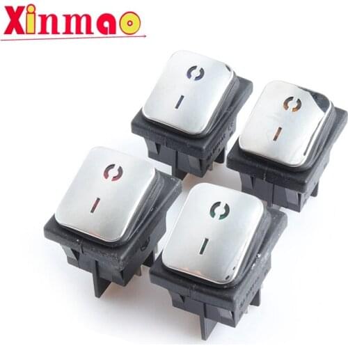 1pcs KCD4 stainless steel face 4-pin lamp waterproof boat switch silver contact large current flip plate power boat switch