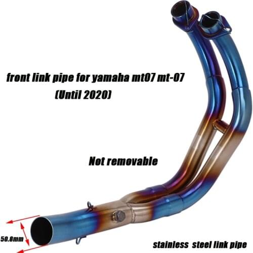 50.8mm Motorcycle Stainless Blue Front Middle Link Tubes Exhaust System for Yamaha mt-07 mt07 Lossless installation Connect