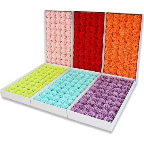 50pcs Carnation Soap Flower Head Soap Flower Decorations Packaging Bouquet Gift Box DIY Material for Valentines Day Wedding