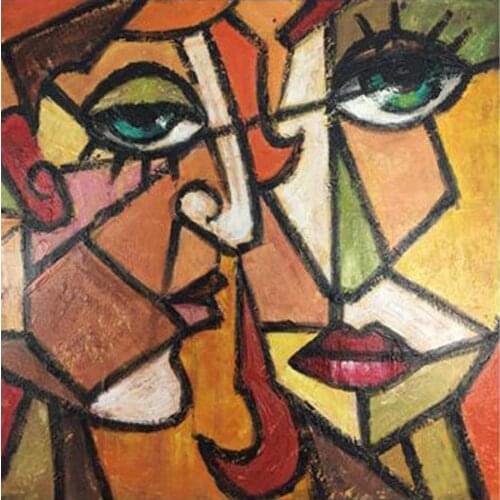 Abstract Face Painting Figurative Artwork Hand Painted Contemporary Oil Canvas Art Fashion Colorful Wall Decor Love Gift Special