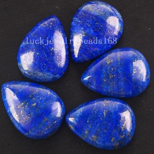 Free Shipping Women Fashion 24x33mm Beautiful Natural Lapis Lazuli Drop Cabochon CAB Wholesale 5pcs C4290
