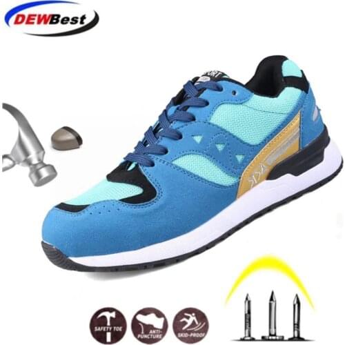 DEWBEST Hot Sale Mens Safety Shoes Steel Toe Construction Protective Footwear Lightweight 3D Shockproof Work Sneaker Shoes