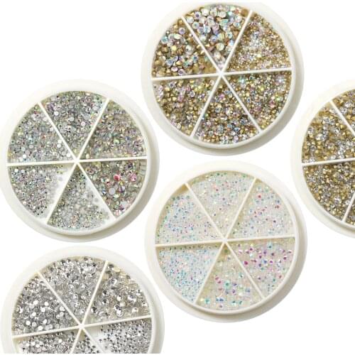 Nail art small size 0.8-3mm flat bottom drill point bottom mixed size 3D design super flash diamond jewelry manicure DIY d