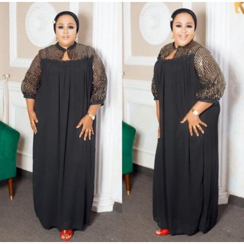 Length 153cm super loose long dress New style African womens Dashiki Fashion stretch Chiffon material With inner free size