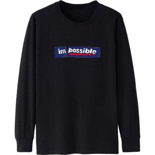 Mens big T-shirt large size 5XL 6XL 7XL 8XL autumn and winter long-sleeved round neck letter XL home navy blue T-shirt