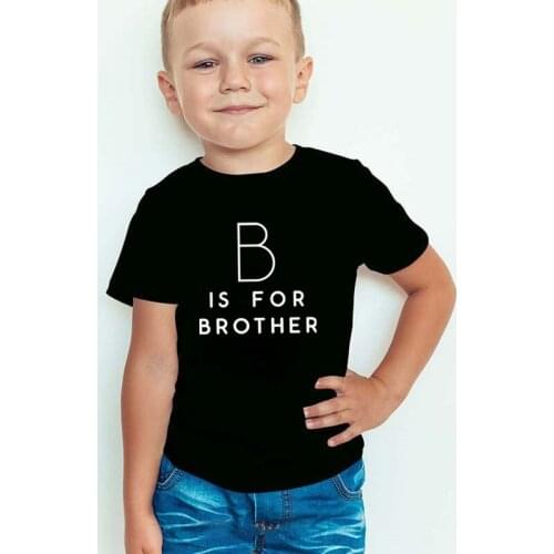 B is for Brother Kids Boys T-shirts Summer Short Sleeve Brother Announcement Tshirts Big Brother To Be Sibling Shirt Clothes