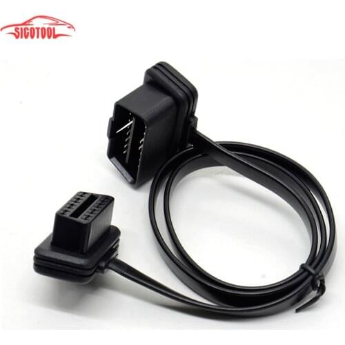 Hot Sale! Flat+Thin As Noodle OBDII OBD 2 OBD2 16 Pin ELM327 Male To Dual Female Y Splitter Elbow Extension Connector Cable