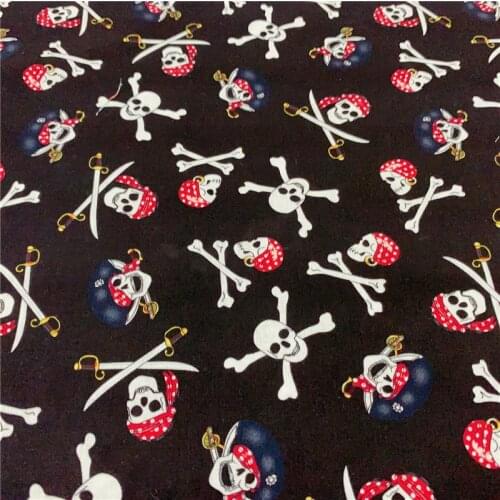 110cm Width Horror skull pirate Small size Printed Cotton Fabric Fabric Patchwork Cloth Bag Boy shirt bedding mask material