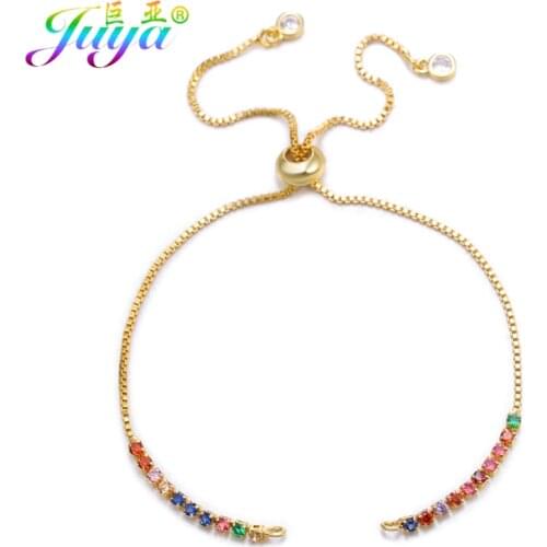 Juya DIY Creative Gold/Rose Gold Adjustable Slider Chains Accessories For Women Fashion Charms Bracelets Jewelry Making
