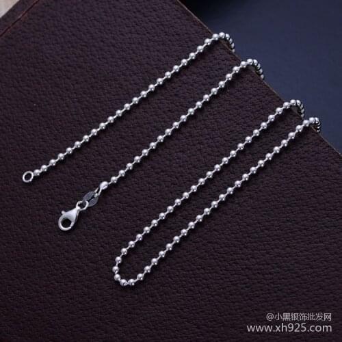 KJJEAXCMY fine jewelry Sterling silver jewelry long round beads style thick 3.0mm necklace for women(75cm)
