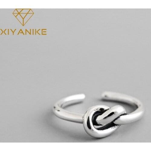 XIYANIKE 925 Sterling Silver Vintage Handmade Rings for Women Couple Hot-Sale Trendy Engagement Jewelry Size 17mm Adjustable