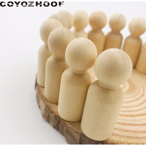 100Pcs Peg Dolls Natural Unfinished Unpainted 1.7"(43mm)Weddings Cake Dolls School Kids Toys Christmas DIY Gifts Decor