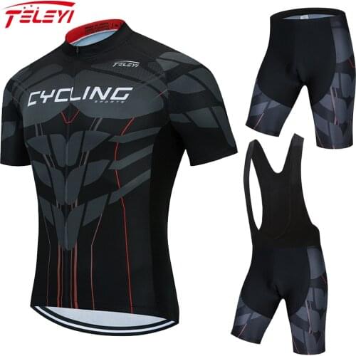 Teleyi Cycling Jersey Set 2021 Quick-Dry Cycling Shirts Bib Pants With 3D Padded Premium Bicycle Team Cycling Sportswear for Men