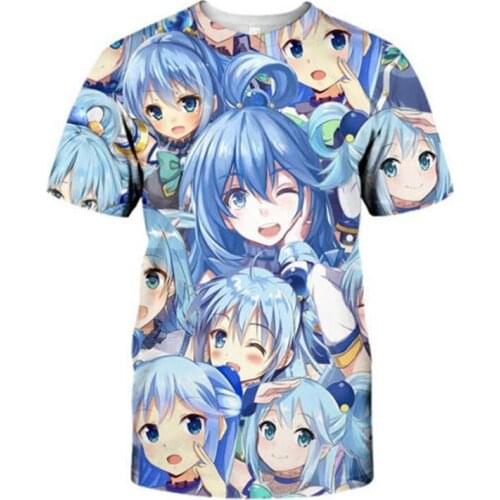 Kono Subarashii Sekai ni Shukufuku o! Konosuba Men Summer T-shirt Cosplay Megumin Aqua T Shirts Tops Tees