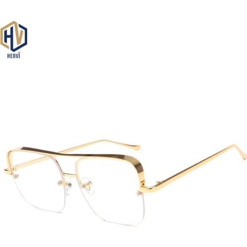 Square Glasses Frame Fashion Double Beam Metal Eyewear Frame Men Women Optical Prescription Eyeglasses Wild Frame