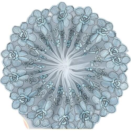 1Yards New Embroidery Lace Applique Ribbon Sewing Trim 20cm Ribbons Mesh Lace Fabric Flowers Wedding Dresses encaje bordado LA15