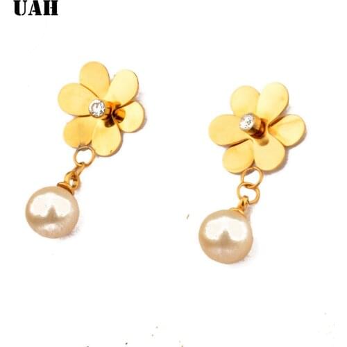 UAH Fashion Trendy earrings flowers stud earrings for women Vintage creative woman stud earrings Stainless Steel jewelry