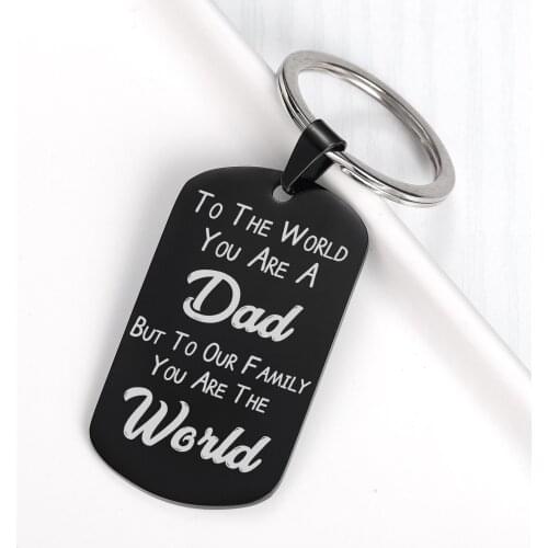 Fashion Stainless Steel Keychain Fathers Day Gift Military Necklace Engraving Name ID Tags Pendant Men DIY Custom Wholesale
