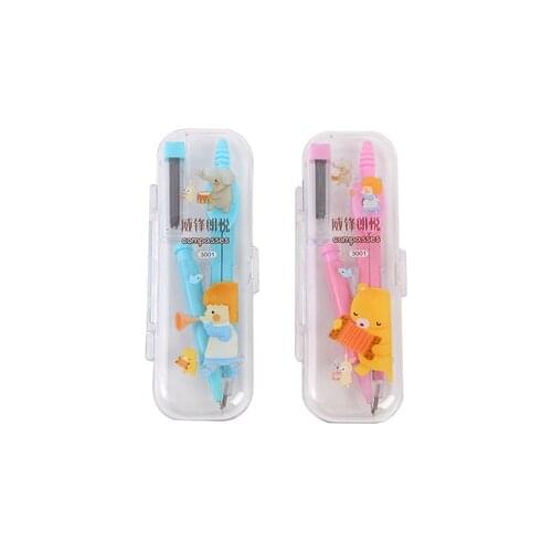 Cartoon Compass Set Student Mechanical Pencil Metal Drawing Compasses Random Color