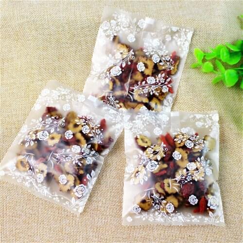 New DIY 400pcs/lot small white roses open top Snack bags/Lovely Biscuits Bread Cookie Gift Bag 4 sizes Wholesale