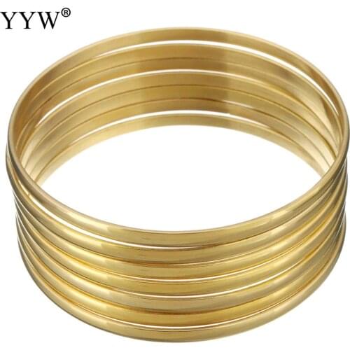 New Fashion Roman style Stainless Steel Bangle gold color Lover Charm Bracelet for Women Brand Gold Wide Cuff Bangle 7PCs/Set