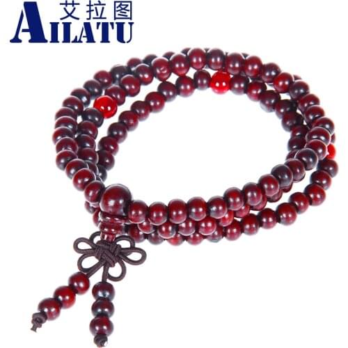 Ailatu Wholesale Free Shipping Classic Tibetan Jewelry For Men and Women Hot Red Wood Prayer Mala Beads Bracelets