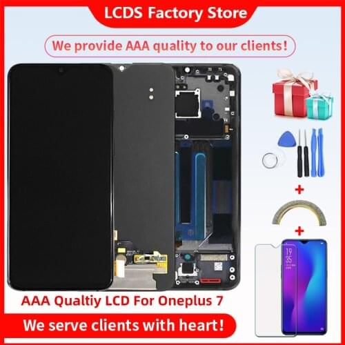 6.41” Original Super AMOLED With Frame For Oneplus 7 LCD Display Screen For Oneplus 7 Amoled With Frame Screen 10-Touch2340*1080