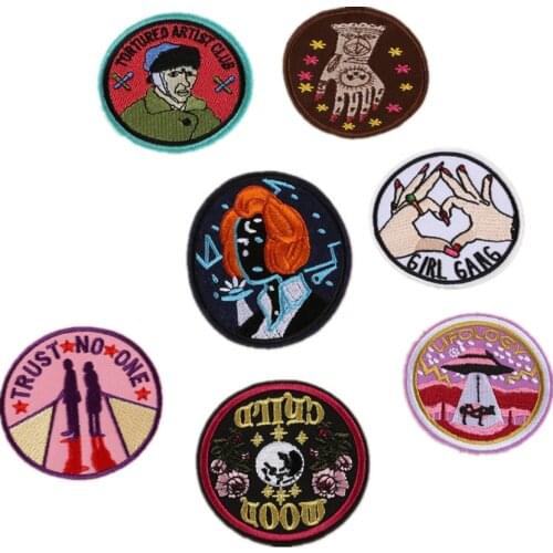 PGY Punk Spacecraft Patches Love gesture Embroidery Back Rubber Patch Personality Gesture Back Pack DIY Clothing Accessories
