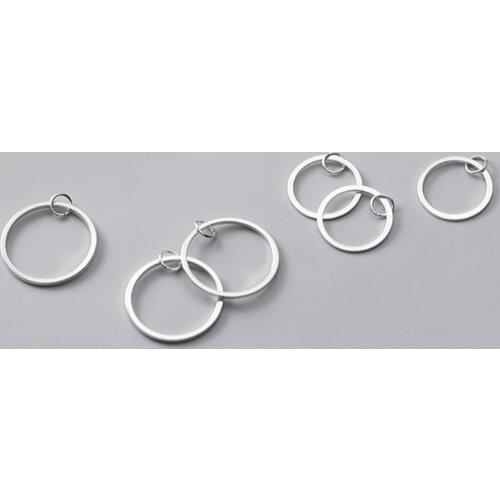 2pcs 925 Sterling Silver Simple Round Thin Circle Charms 12mm 15.5mm S925 Silver Geometry Earring Pendants DIY Jewelry Findings