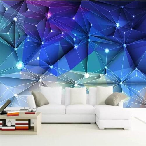 Blue geometric polygon starry background wall professional production mural wholesale wallpaper mural poster photo wall