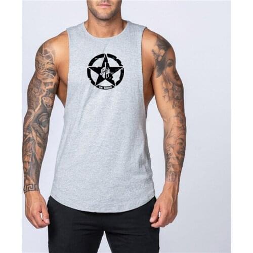 Gym Muscle Mens Tank Top Sleeveless Sportswear Shirt Stringer Workout Print Clothing Bodybuilding Singlets Fashion Fitness Vest