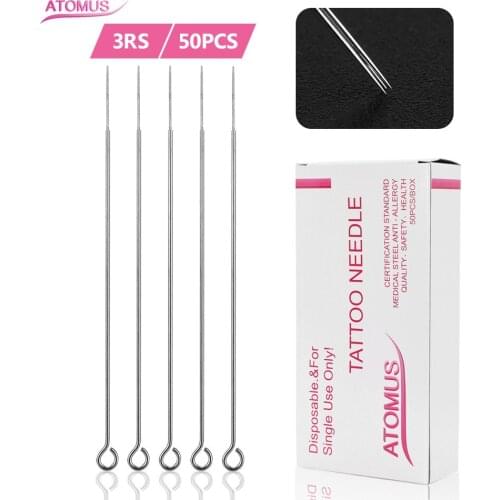 50pcs Stick Tattoo Needle 3RS Permanent Makeup Needles Agulhas De Tatuagem Aiguille Tatouage Acessorios Para Microblading