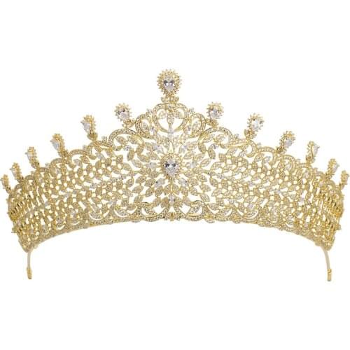 Tirim Full Crystal Crowns Cubic Ziron Tiaras Zirconia Headband for Girls or Women Dubai Birthday Party Wedding Prom Bridal